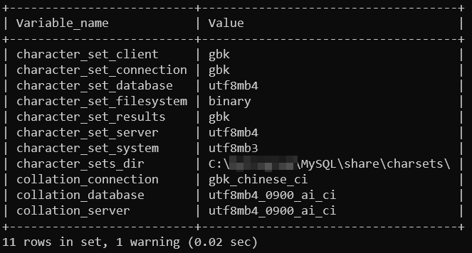 MySQL 默认字符集